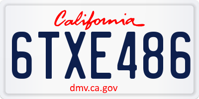 CA license plate 6TXE486