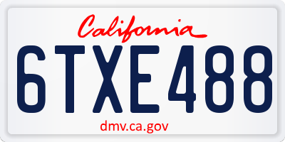 CA license plate 6TXE488