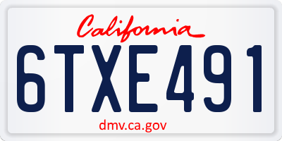 CA license plate 6TXE491