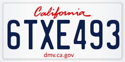 CA license plate 6TXE493