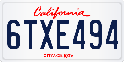 CA license plate 6TXE494