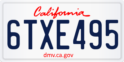 CA license plate 6TXE495