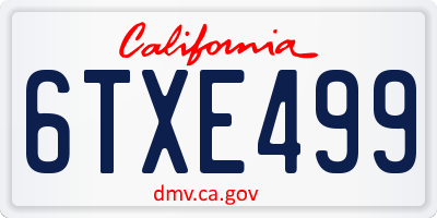 CA license plate 6TXE499