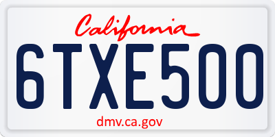 CA license plate 6TXE500