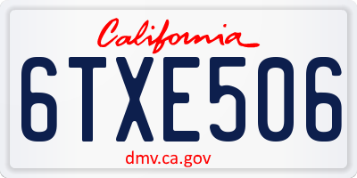 CA license plate 6TXE506