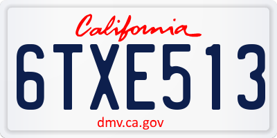 CA license plate 6TXE513