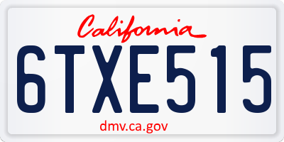 CA license plate 6TXE515