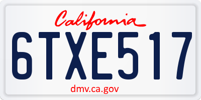 CA license plate 6TXE517