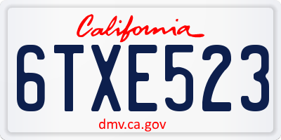 CA license plate 6TXE523