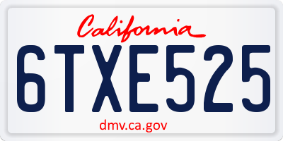 CA license plate 6TXE525