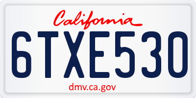 CA license plate 6TXE530