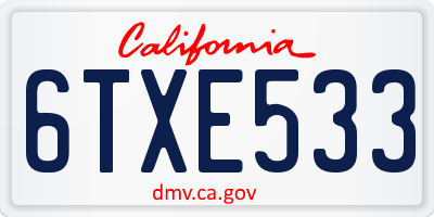 CA license plate 6TXE533