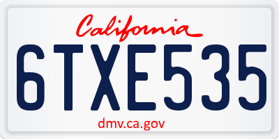 CA license plate 6TXE535