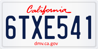 CA license plate 6TXE541