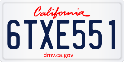CA license plate 6TXE551