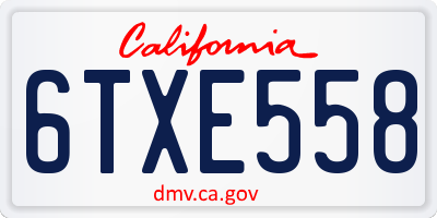 CA license plate 6TXE558