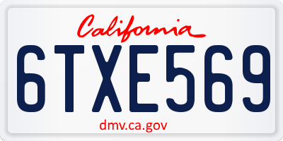 CA license plate 6TXE569