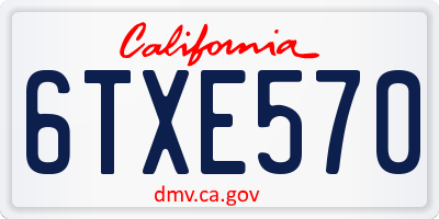 CA license plate 6TXE570