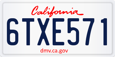 CA license plate 6TXE571