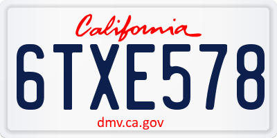 CA license plate 6TXE578
