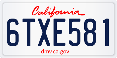 CA license plate 6TXE581