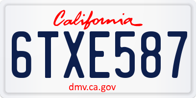 CA license plate 6TXE587