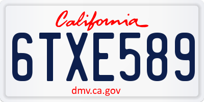CA license plate 6TXE589