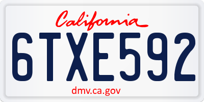 CA license plate 6TXE592