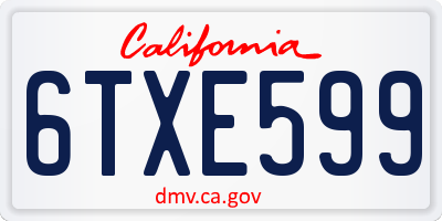 CA license plate 6TXE599