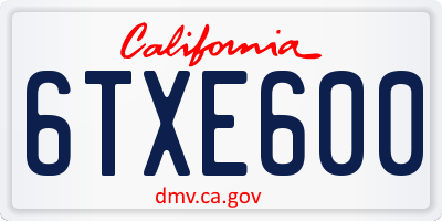 CA license plate 6TXE600