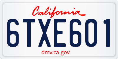 CA license plate 6TXE601