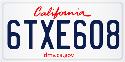 CA license plate 6TXE608
