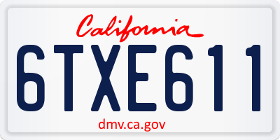 CA license plate 6TXE611