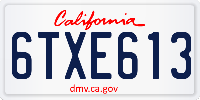 CA license plate 6TXE613