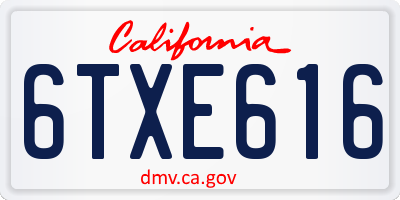 CA license plate 6TXE616