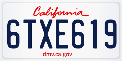 CA license plate 6TXE619