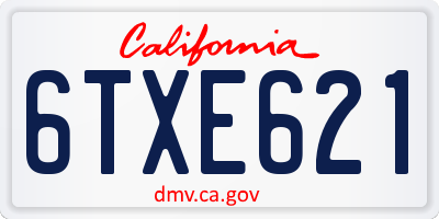 CA license plate 6TXE621