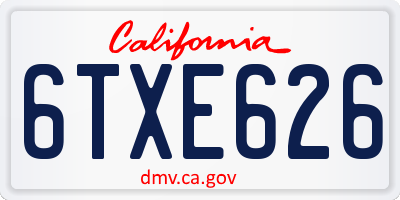 CA license plate 6TXE626
