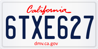 CA license plate 6TXE627