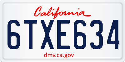 CA license plate 6TXE634