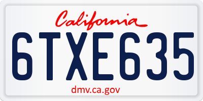 CA license plate 6TXE635