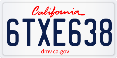 CA license plate 6TXE638