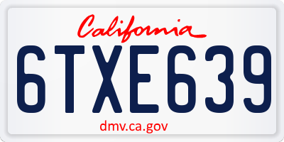 CA license plate 6TXE639
