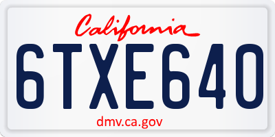 CA license plate 6TXE640