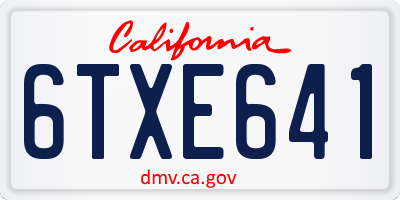 CA license plate 6TXE641