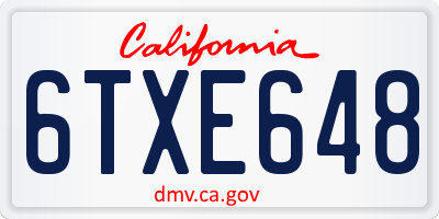 CA license plate 6TXE648