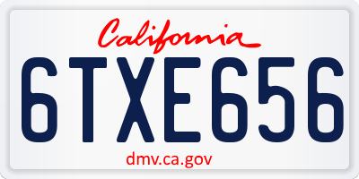 CA license plate 6TXE656