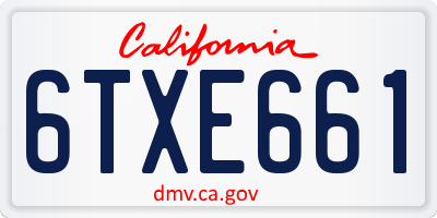 CA license plate 6TXE661