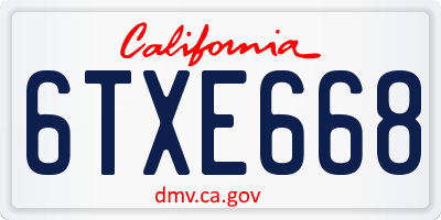 CA license plate 6TXE668