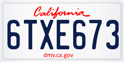 CA license plate 6TXE673